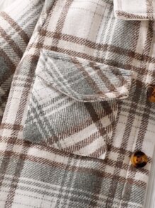 SHEIN Vintaside Kids 圣诞男婴格子印花翻盖口袋衬衫和裤子