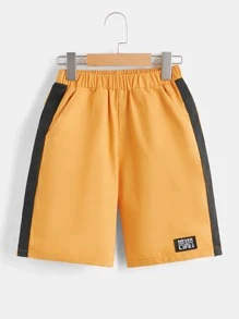 SHEIN Boys Letter Graphic Contrast Binding Tee & Shorts - Multicolor - View 6