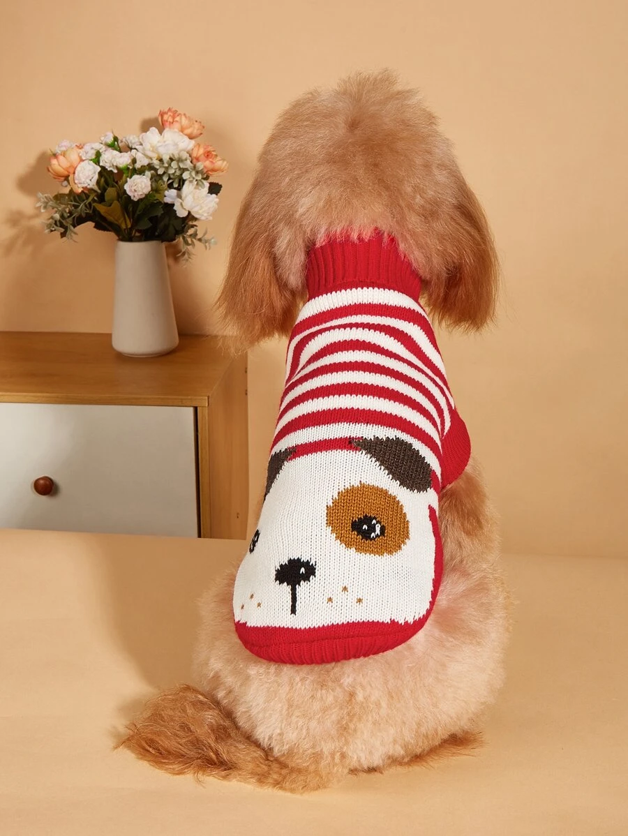Cartoon Dog Print Pet Sweater - Multicolor - View 1