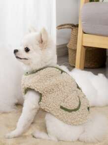 1pc Plush Pet Coat, Winter Dog Coat Pet Clothes For Small Medium Dogs & Cats - Multicolor - View 4