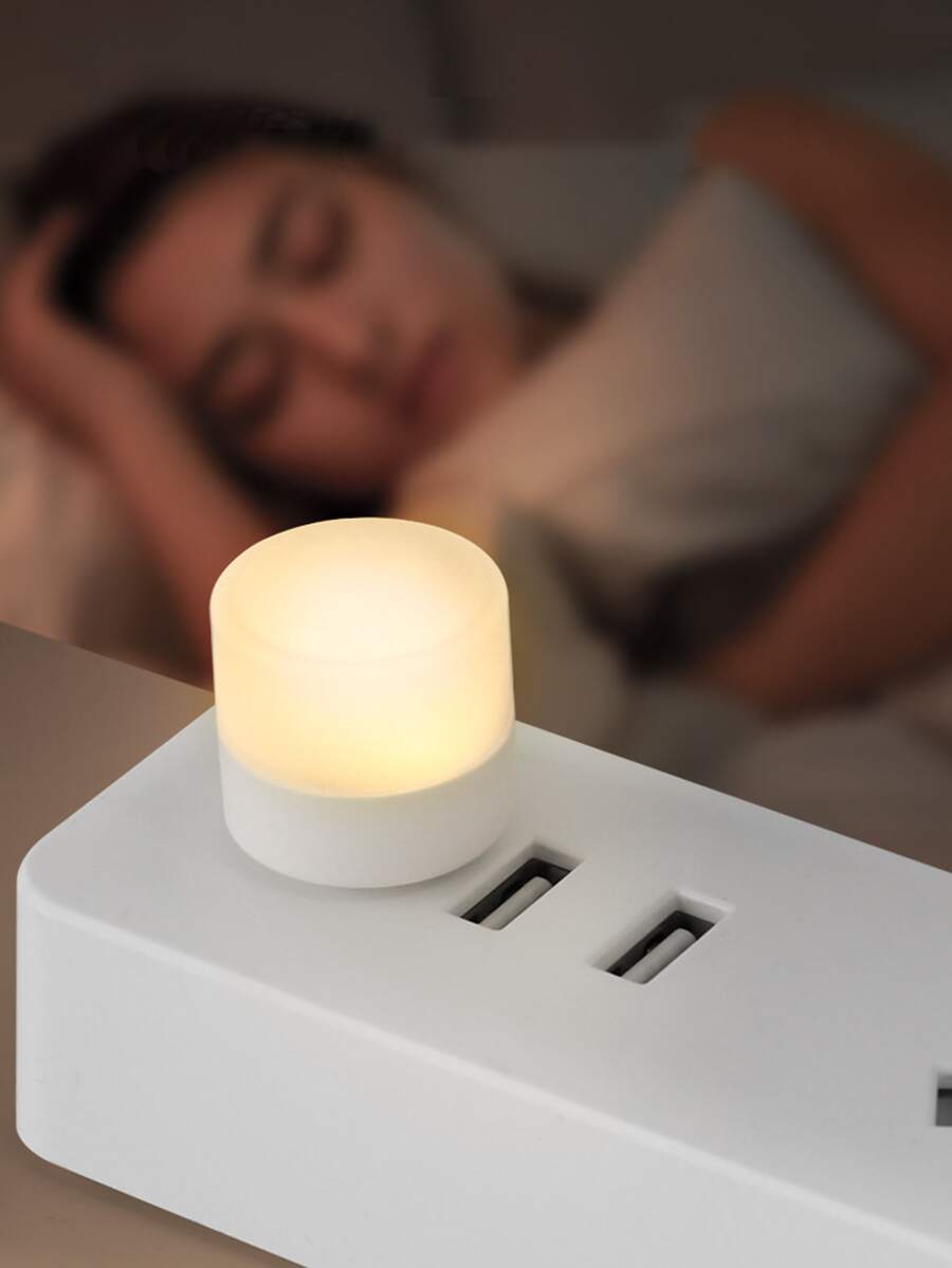 SHEIN BASIC LIVING 1件入圓形 USB 小夜燈 - 黃色 - 查看 1