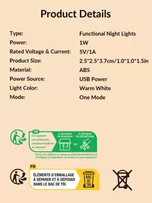 SHEIN BASIC LIVING 1件入圓形 USB 小夜燈 - 黃色 - 查看 6