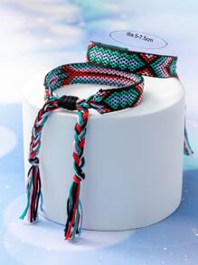 Chicas 2 piezas Pulsera con patrón geométrico con diseño de fleco - Multicolor - Ver 3