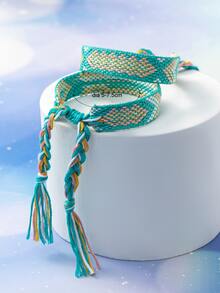 2pcs Girls Geometric Pattern Tassel Decor Bracelet - Multicolor - View 3