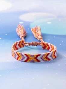 Girls Color Block Tassel Decor Bracelet - Multicolor - View 1