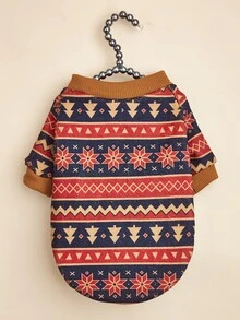 Christmas Snowflake Print Pet Sweatshirt - Multicolor - View 2