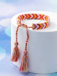 Girls Color Block Tassel Decor Bracelet - Multicolor - View 3