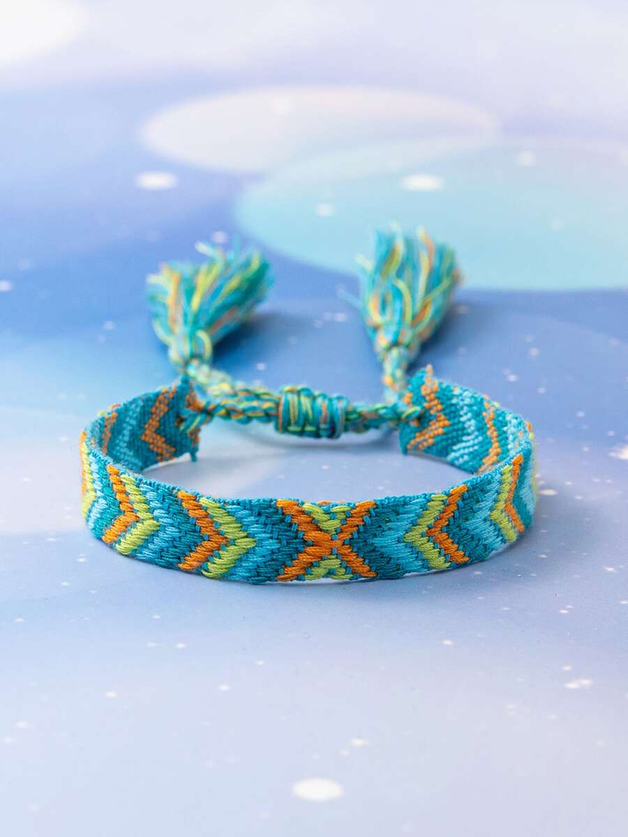 Girls Color Block Tassel Decor Bracelet - Multicolor - View 1