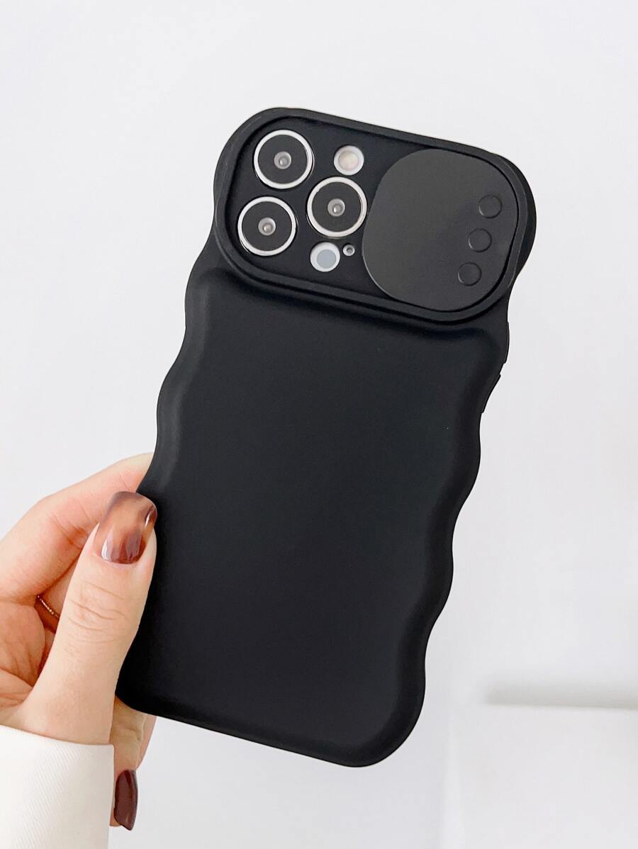 Vỏ điện thoại trơn có nắp máy ảnh trượt - màu đen - Xem 1