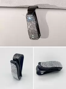 مقبض نظارات حاجب شمس للسيارة بديكور حجر الراين قطعة واحدة