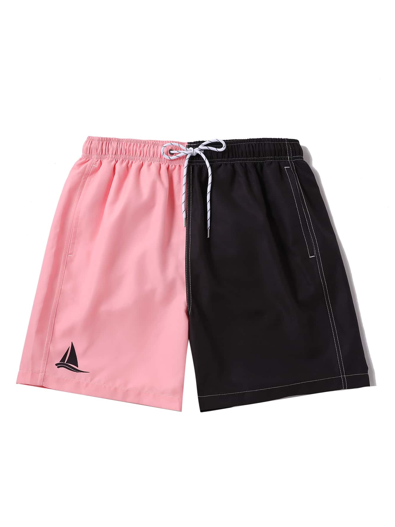 Manfinity Swimmode Men Two Tone Drawstring Waist Swim Trunks - Multicolor - View 1