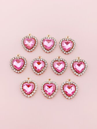 10入組金屬水鑽心DIY吊墜