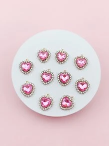 10入組金屬水鑽心DIY吊墜