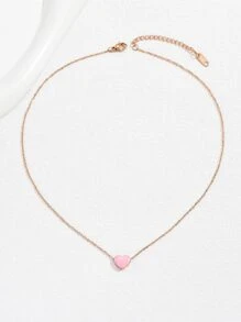 Collar con accesorio de corazón - Oro rosa - Ver 2