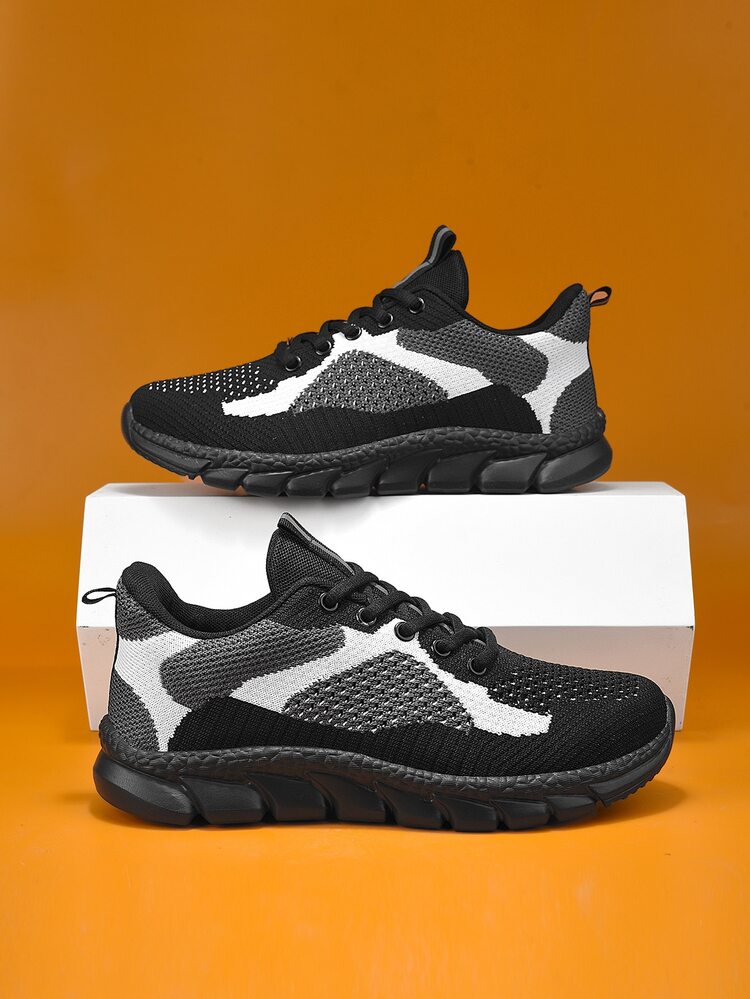 男孩撞色前綁帶跑步鞋 - 彩色 - 查看 1