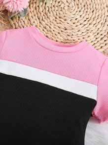 小女童撞色T恤連衣裙 - 彩色 - 查看 5