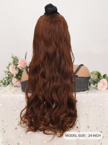 High Temperature Synthetic Hairpiece 24 Inch V-Shaped Long Curly Light Brown Hair Extensions - Light Brown - View 2