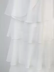 Hauture Elegant Solid Layered Ruffle Wide Leg Pants - White - View 8