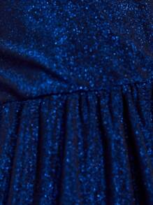 SHEIN Tween Girl Glitter Surplice Front Cami Dress - Navy Blue - View 6