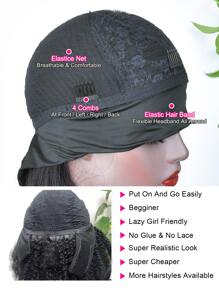 Density Pro Machine Made Headband Kinky Curly Wig 200% Density 16 Inch Natural Black Color 100% Human Hair Top Quality Wig For Women - SNatural - View 5