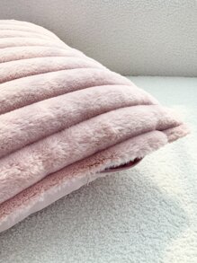 1pc Striped Faux Rabbit Fur Pillowcase Or Lumbar Pillowcase Without Pillow Core