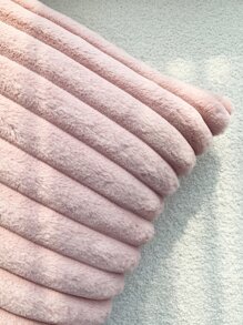 1pc Striped Faux Rabbit Fur Pillowcase Or Lumbar Pillowcase Without Pillow Core