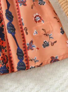 小女童印花腰帶吊帶洋裝