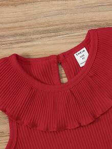 SHEIN Young Girl Ruffle Trim Tank Top & Polka Dot Skirt - Multicolor - View 7