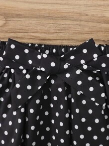 SHEIN Young Girl Ruffle Trim Tank Top & Polka Dot Skirt - Multicolor - View 8