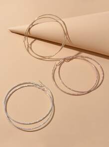 SHEIN SXY 3對極簡風格圓耳環 - 彩色 - 查看 1