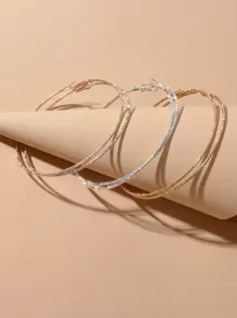 SHEIN SXY 3對極簡風格圓耳環 - 彩色 - 查看 3