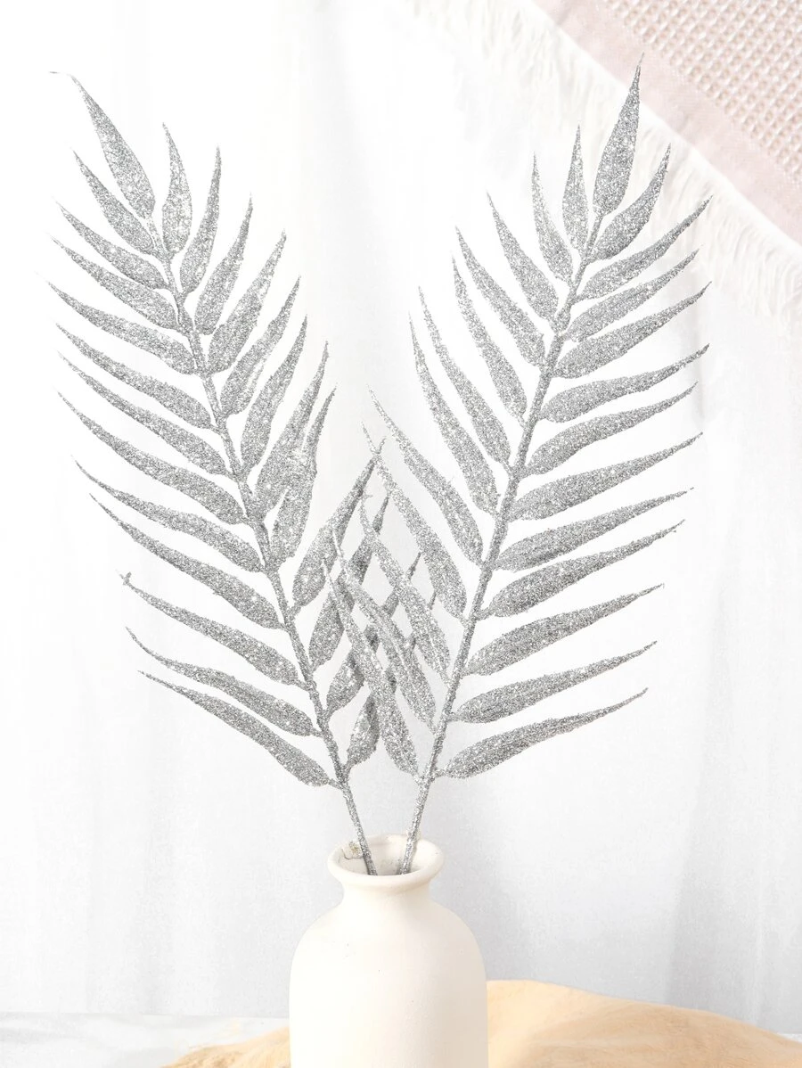1 件人造棕榈/蕨叶，金属金色/银色/粉色，镂空设计，用于春季装饰、情人节、生日毕业礼物、假植物