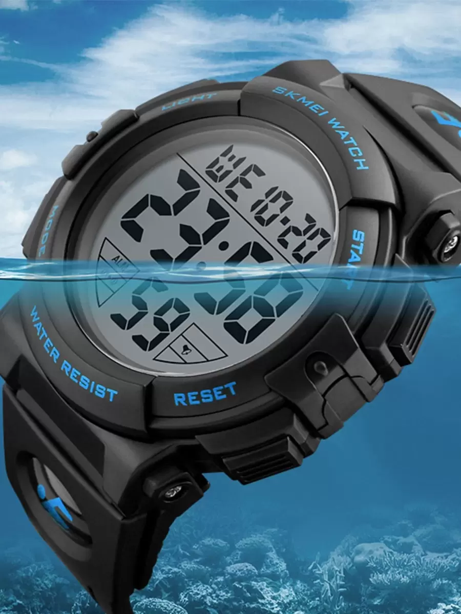FANSICHEN Hombres Reloj electrónico impermeable redondo - Negro - Ver 1
