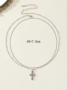 1條吊墜項鍊 - 銀色 - 查看 4