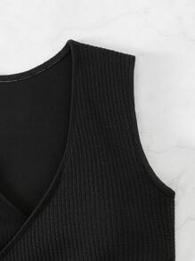 SHEIN Swim Summer Beach Plain Wrap Bikini Top - Black - View 4