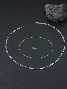 Fashionable and Popular 1pc Men Minimalist Chain Necklace, Stainless Steel Jewelry for Jewelry Gift and for a Stylish Look - Silver - View 3