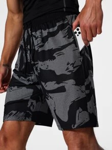 Men Graphic Print Drawstring Waist Sports Shorts - Multicolor - View 3