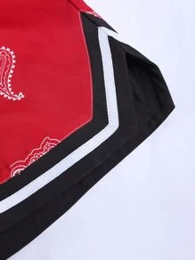 Manfinity EMRG Lỏng lẻo phù hợp Nam Paisley In Quần short Với Sọc trang trí Chi tiết Và Eo dây rút - Đỏ - Xem 5