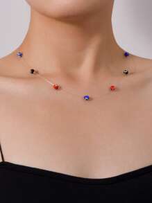 Eye Detail Bead Decor Necklace - Multicolor - View 1