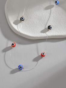 Eye Detail Bead Decor Necklace - Multicolor - View 4