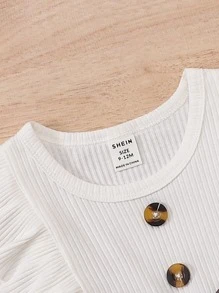 嬰兒格紋荷葉邊繫腰帶連衣裙 - 彩色 - 查看 3