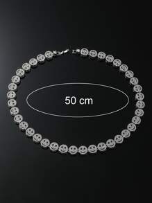Fashionable And Popular Men Rhinestone Expression Decor Necklace Alloy For Jewelry Gift And For A Stylish Look - Silver - View 4