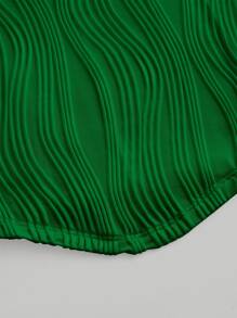 SHEIN MOD Square Neck Asymmetrical Hem Crop Tee - Green - View 3