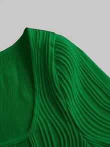 SHEIN MOD Square Neck Asymmetrical Hem Crop Tee - Green - View 4