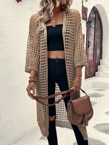 EMERY ROSE Hollow Out Drop Shoulder Cardigan