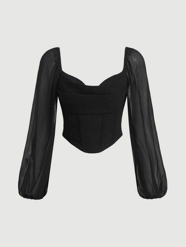SHEIN MOD Top negru pentru întâlnire de noapte, club, ținute pentru femei