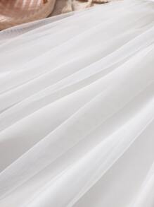 Toddler Girls Contrast Eyelet Embroidery Mesh Hem Dress - White - View 3