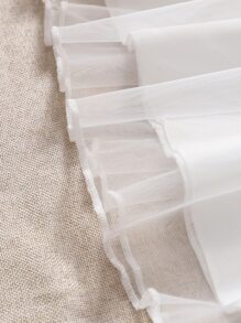 Toddler Girls Contrast Eyelet Embroidery Mesh Hem Dress - White - View 5