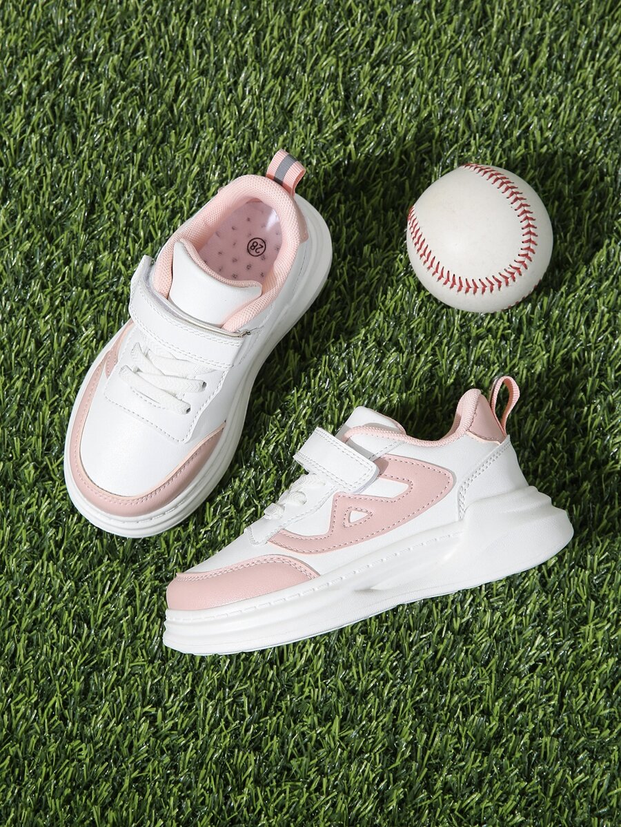 女孩雙色魔術貼帶板鞋 - 粉色 - 查看 1