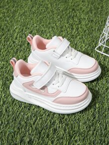 女孩雙色魔術貼帶板鞋 - 粉色 - 查看 4